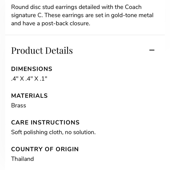 Coach Signature Disc Stud Earrings - Picture 5 of 5
